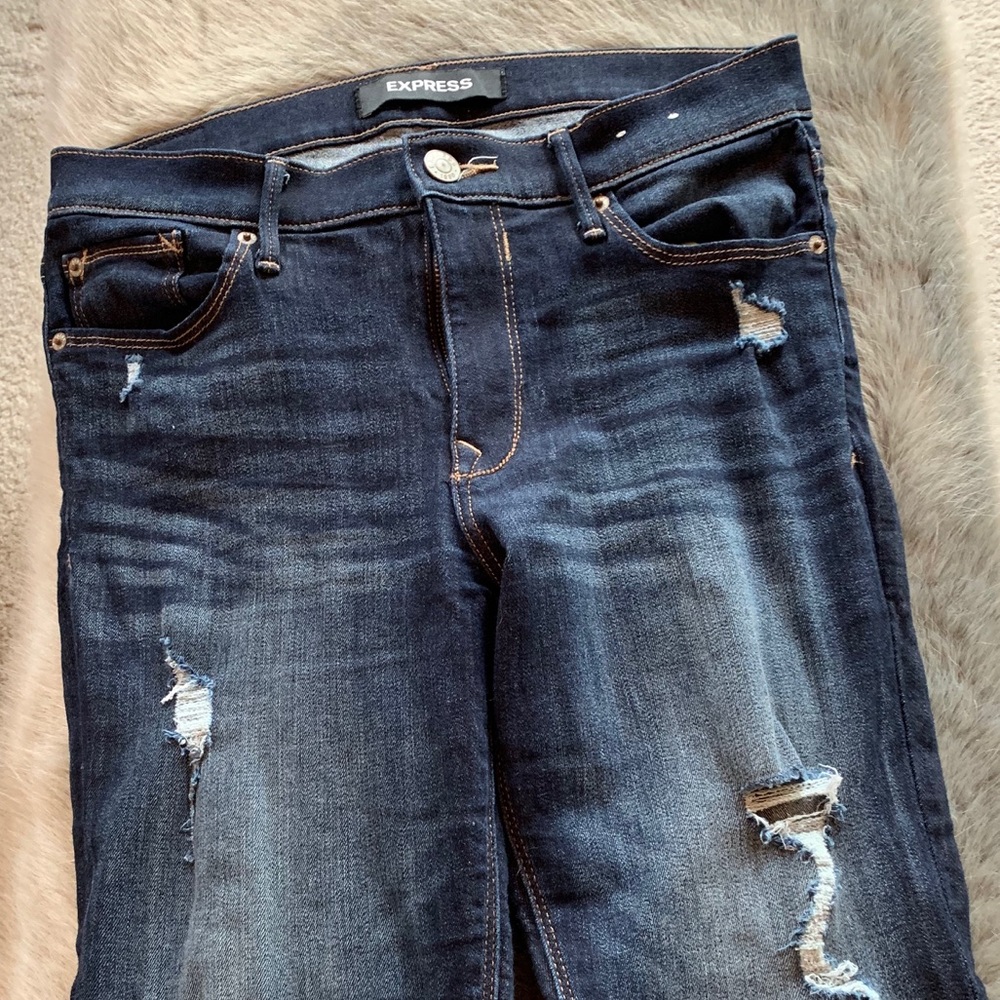 Express Dark Wash Distressed Jeans